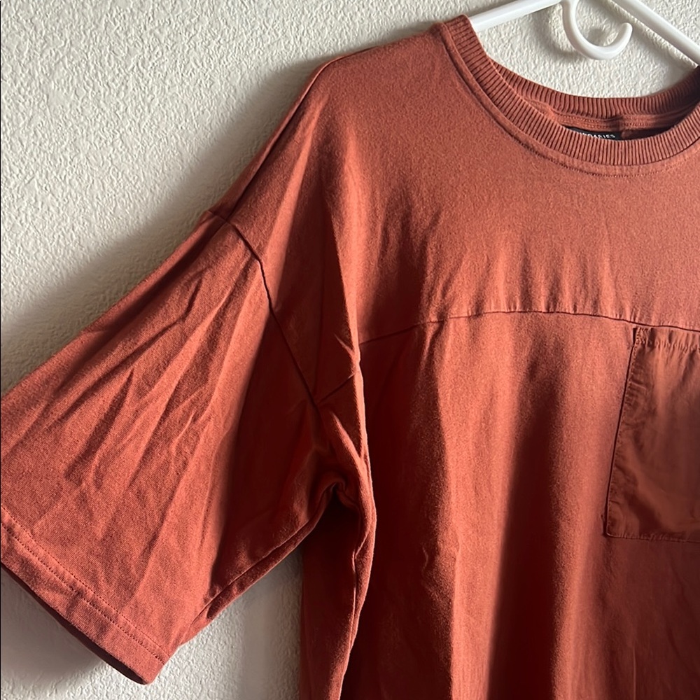 No Boundaries Mens Oversized Pocket T-Shirt Brown Terracotta Medium NB30101 - Picture 2 of 7